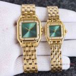 TWF Copy Panthere de Cartier Yellow Gold Green Watches Diamond-set